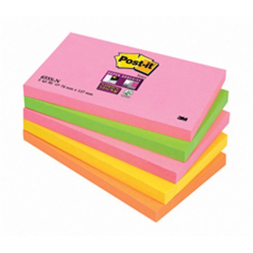 Post-It 2900M21EU/BP431 Sachet 21 blocs de 25 étiquettes Super Sticky 4 formats et 6 coloris Assorties 