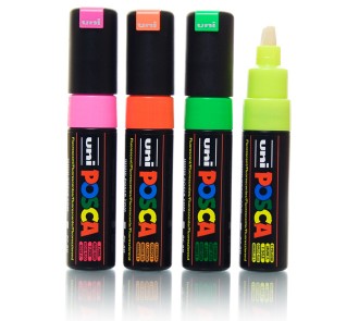 Posca Fluorescent Broad Tip Marker (Pack of 4) 